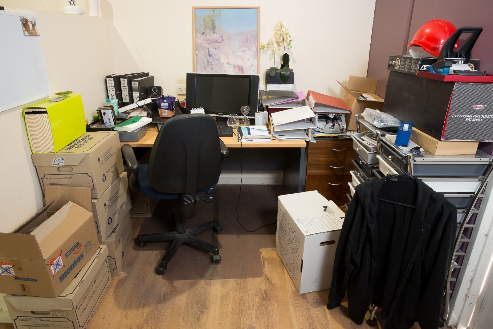 cluttered office