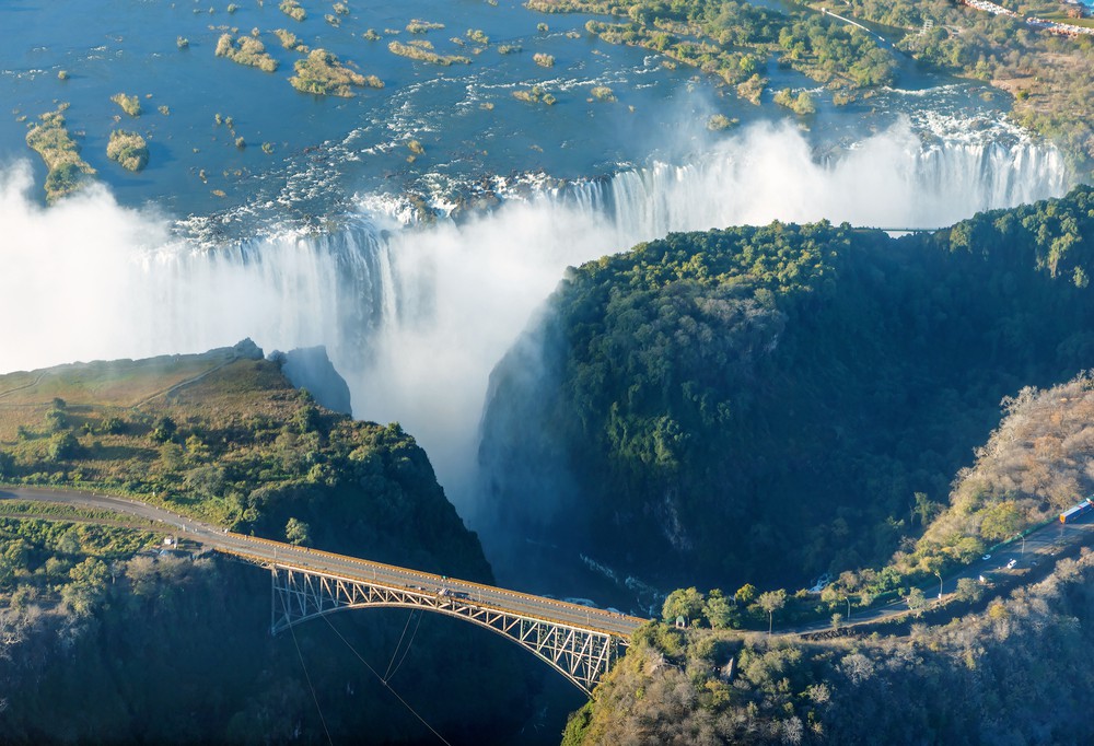 Aerial bridge Victoria falls Zambia