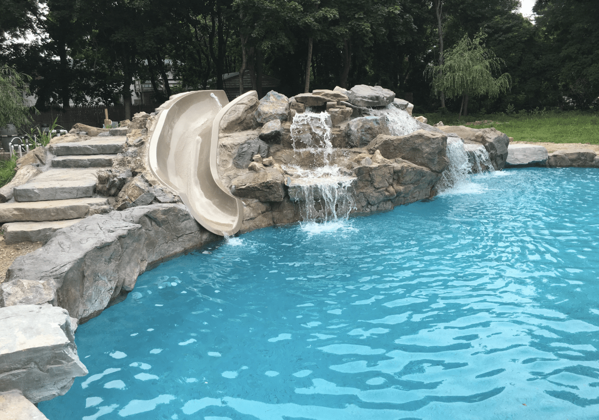 waterfall and slide pool