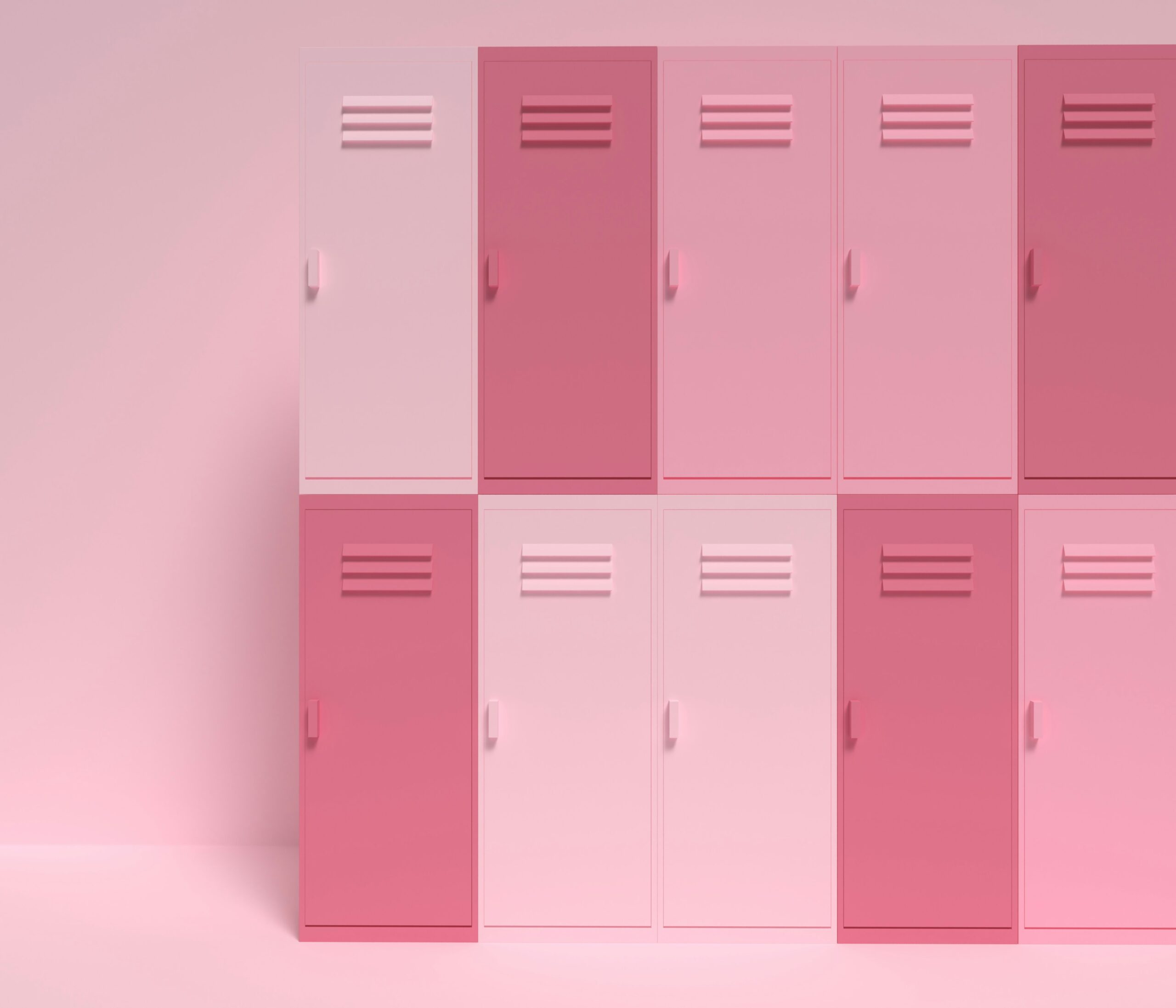 pink block of lockers for self storage
